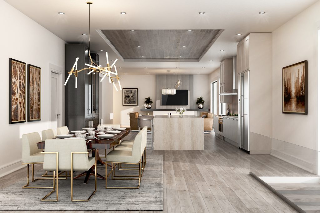 Modern Open Floor Plan of Kitchen and Dining Room